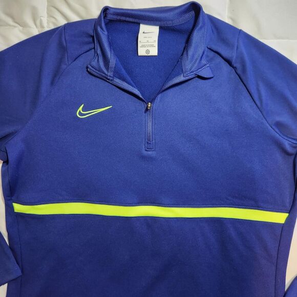 Nike Dri Fit 1/4 Zip Pullover Blue Neon Stripe Athletic Training Mens XL - Picture 2 of 7